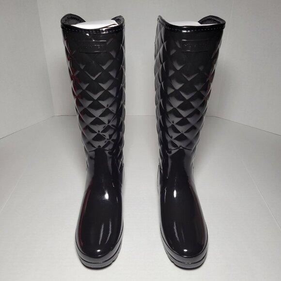Hunter Shoes - Hunter Women's Refined Adjustable Quilted Slim Fit Tall Rain Boots in Black